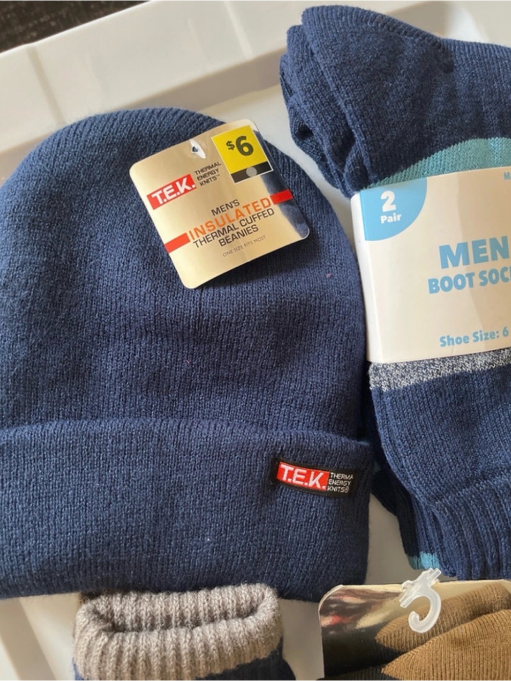 Men's Navy Knit Beanie with Thermal Gloves & Socks - Navy - Picture 2 of 5